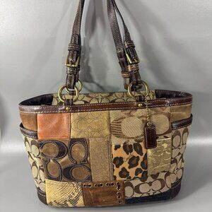 Authentic Vintage COACH 11495 KHAKI SIGNATURE PATCHWORK HANDBAG